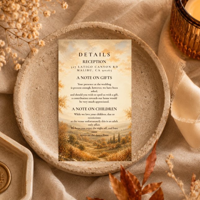 Rustic Autumn Outdoor Wedding Enclosure Card (Creator Uploaded)