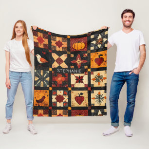 Rustic Autumn Patchwork Quilt Pattern   Farmhouse Fleece Blanket