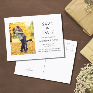 Rustic Autumn Photo Wedding Save The Date Announcement Postcard