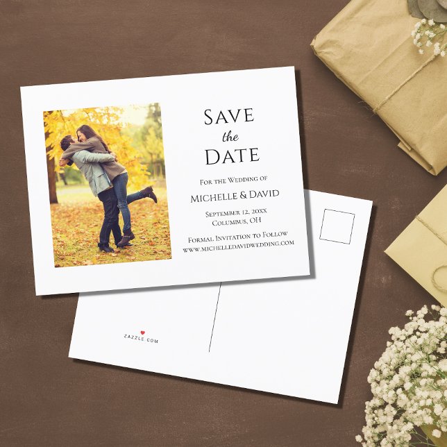Rustic Autumn Photo Wedding Save The Date  Announcement Postcard (Creator Uploaded)