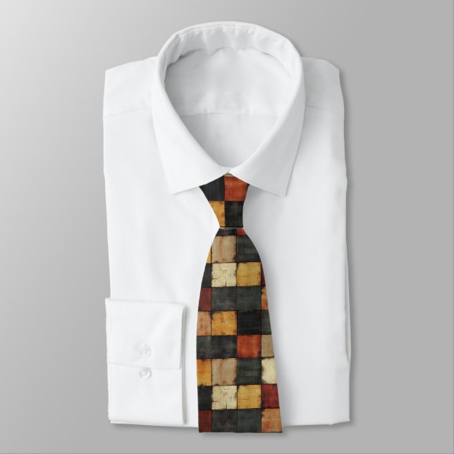 Rustic Autumn Plaid Pattern Tie (Tied)