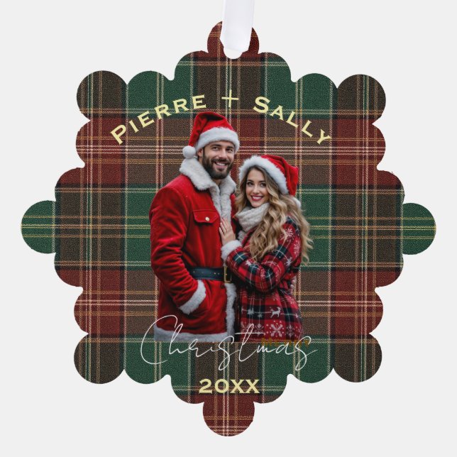 Rustic Autumn Plaid Tree Decoration Card (Front)