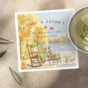 Rustic Autumn Porch   Thanksgiving Napkin