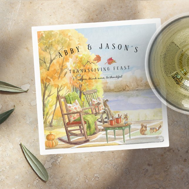 Rustic Autumn Porch | Thanksgiving Napkin (Creator Uploaded)