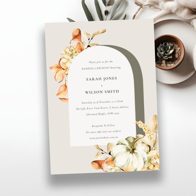 Rustic Autumn Pumpkin Arch Floral Wedding Invite (Creator Uploaded)