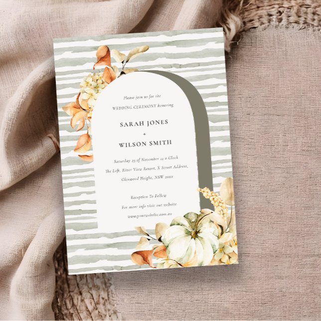 Rustic Autumn Pumpkin Arch Floral Wedding Invite (Creator Uploaded)