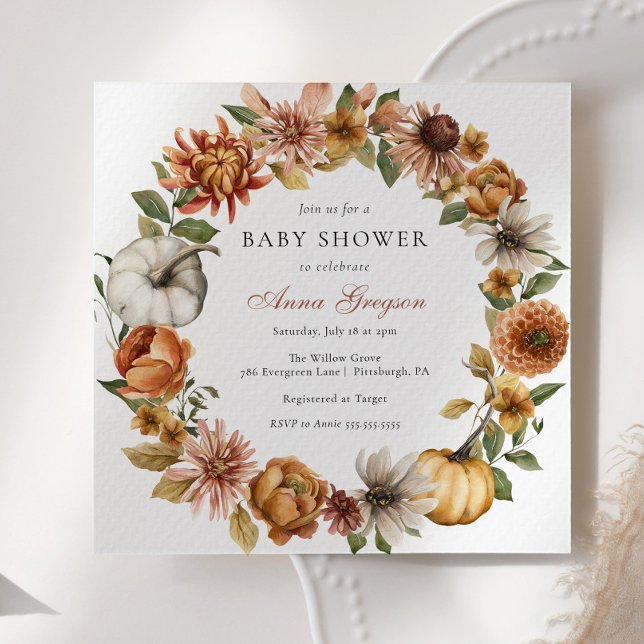 Rustic Autumn Pumpkin Baby Shower Invitation (Creator Uploaded)