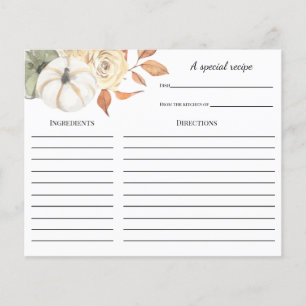 Rustic Autumn Pumpkin Bridal Shower Recipe card