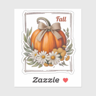 Rustic Autumn Pumpkin Burlap Bow Daisies Harvest