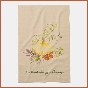 Rustic Autumn Pumpkin Fall Kitchen Towel