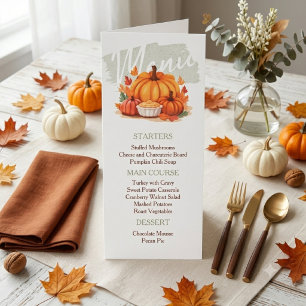 Rustic Autumn Pumpkin Thanksgiving Dinner Menu