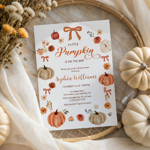 Rustic Autumn Pumpkins and Bows Baby Shower  Invitation