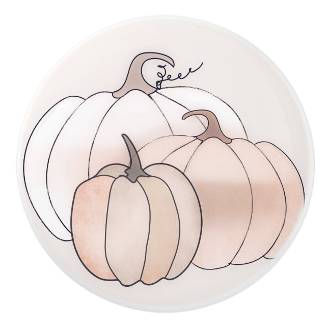 Rustic Autumn Pumpkins   Ceramic Knob (Front)