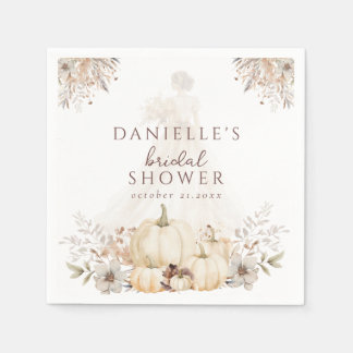 Rustic Autumn Pumpkins Elegant Bridal Shower Napkin