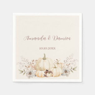 Rustic Autumn Pumpkins Elegant Wedding Napkin