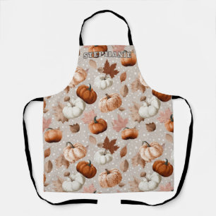 Rustic Autumn Pumpkins & Fall Leaves (2) Apron
