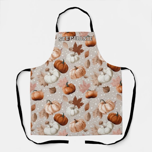 Rustic Autumn Pumpkins & Fall Leaves (2) Apron (Front)