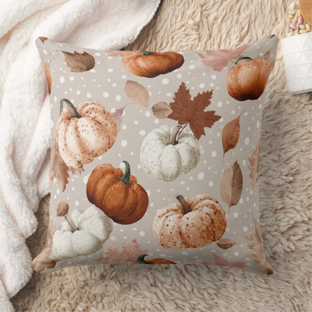 Rustic Autumn Pumpkins & Fall Leaves (2) Cushion (Blanket)