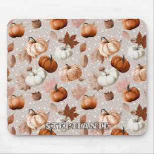 Rustic Autumn Pumpkins & Fall Leaves (2) Mouse Pad