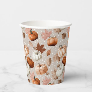 Rustic Autumn Pumpkins & Fall Leaves (2) Paper Cups