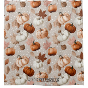 Rustic Autumn Pumpkins & Fall Leaves (2) Shower Curtain