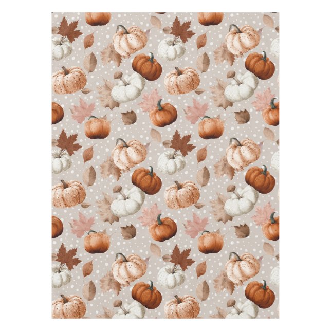 Rustic Autumn Pumpkins & Fall Leaves (2) Tablecloth (Front)