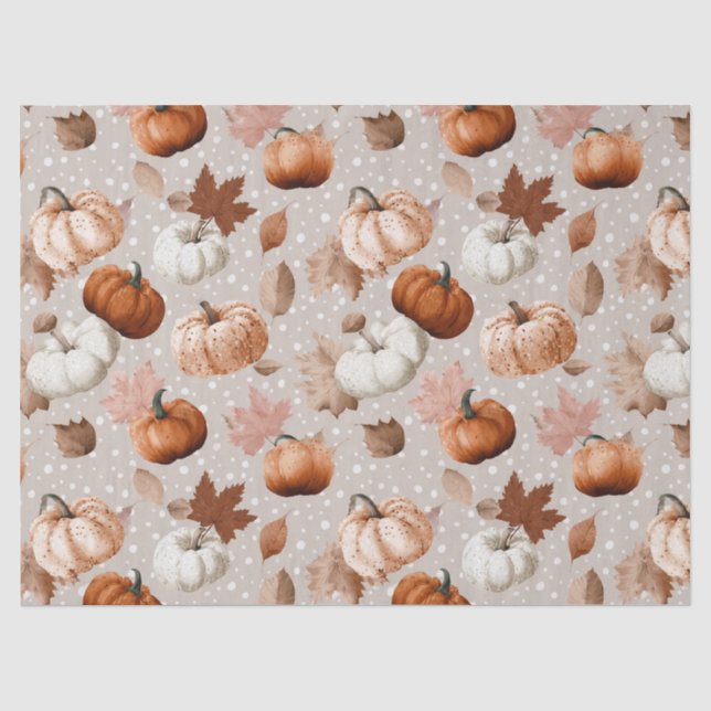 Rustic Autumn Pumpkins & Fall Leaves (2) Tissue Paper (Front)