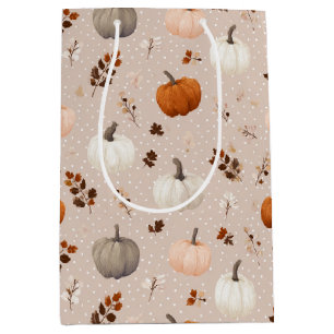 Rustic Autumn Pumpkins & Fall Leaves Medium Gift Bag