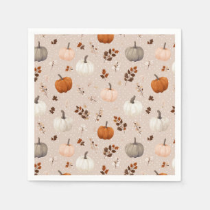Rustic Autumn Pumpkins & Fall Leaves Napkin