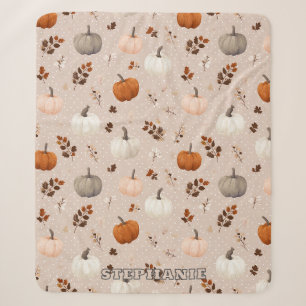 Rustic Autumn Pumpkins & Fall Leaves Sherpa Blanket