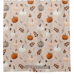 Rustic Autumn Pumpkins & Fall Leaves Shower Curtain