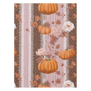 Rustic Autumn Pumpkins & Floral Lace Seamless Tablecloth