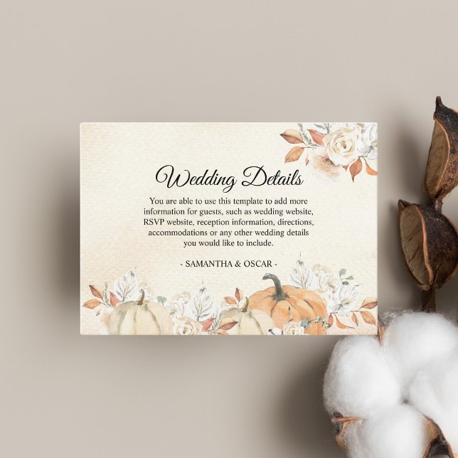 Rustic Autumn Pumpkins & Flowers  Enclosure Card (Creator Uploaded)