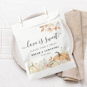 Rustic Autumn Pumpkins & Flowers Favour Bag