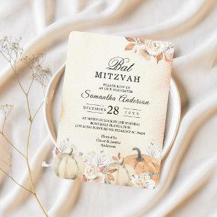 Rustic Autumn Pumpkins & Flowers Invitation