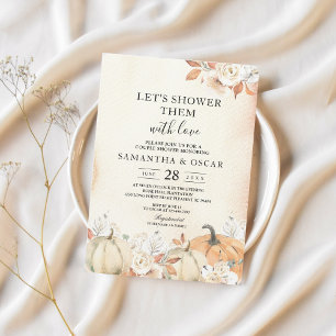 Rustic Autumn Pumpkins & Flowers Invitation