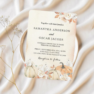 Rustic Autumn Pumpkins & Flowers  Invitation