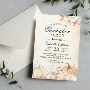 Rustic Autumn Pumpkins & Flowers  Invitation