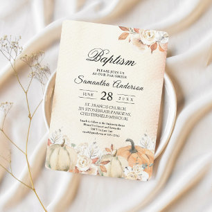Rustic Autumn Pumpkins & Flowers Invitation