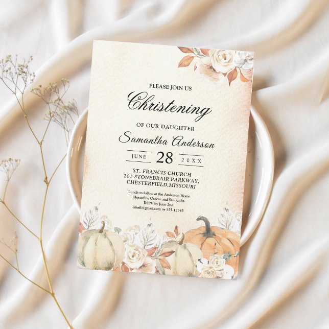 Rustic Autumn Pumpkins & Flowers  Invitation (Creator Uploaded)