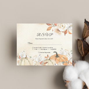 Rustic Autumn Pumpkins & Flowers Invitation Postcard