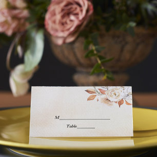 Rustic Autumn Pumpkins & Flowers  Place Card