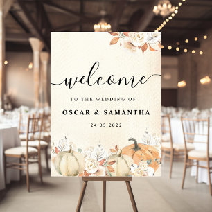 Rustic Autumn Pumpkins & Flowers  Poster