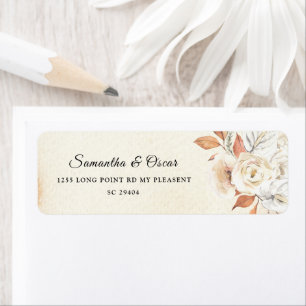 Rustic Autumn Pumpkins & Flowers  Return Address Label