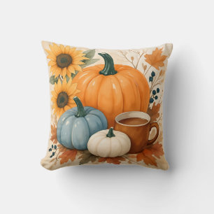 Rustic Autumn Pumpkins Watercolor Cushion