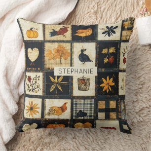 Rustic Autumn Quilt Pattern   Farmhouse Patchwork Cushion