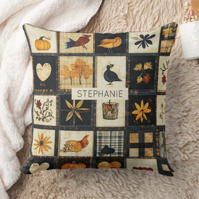 Rustic Autumn Quilt Pattern | Farmhouse Patchwork Cushion (Blanket)