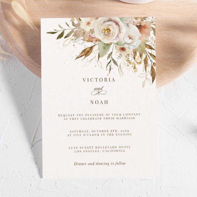 Rustic Autumn Rose Botanical Invitation (Creator Uploaded)