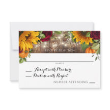 Rustic Autumn Rose, Sunflower Pumpkin RSVP