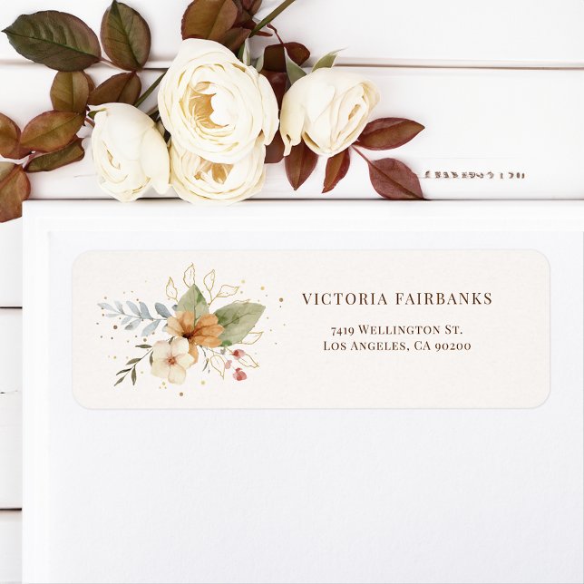Rustic Autumn Roses Botanical Return Address Label (Creator Uploaded)